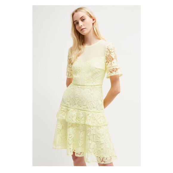 New! FRENCH CONNECTION Lace Ruffle Fit & Flare Mini Dress - Picture 2 of 11